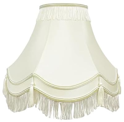 CAPRICAN Hand Crafted Cream Ivory Victorian Tassel Lampshade Handmade Double Scallop Silk Shade with Gold Trim - Traditional Style for Table, Floor & Ceiling Lights Multi-Sizes (Cream 18inch(45.72cm)