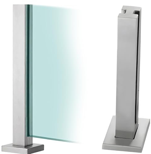 Générique Poteau de Garde-Corps en Verre et Acier Inoxydable 130 cm | Balustres argentés Mats pour escaliers, terrasses et Jardins | Pinces à Verre en métal 304 durables