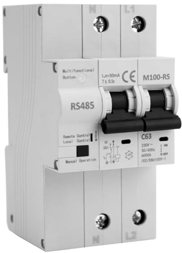 100a 30ma Salvavita Con Riarmo Automatico 2p 100a 30ma Tipo Ac, Interruttore Differenziale Intelligente Con Rs485, Per Casa/Smart Home/Industria (10a-100a), Ecc(Rs458)Il Tempo Di Riarmo è Di 2 Secondi
