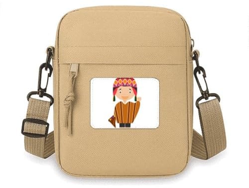Bunte Hut, Peru, Cartoon, Umhängetasche, Handy, Geldbörse, Handtasche, Schultertasche, Mini-Tasche