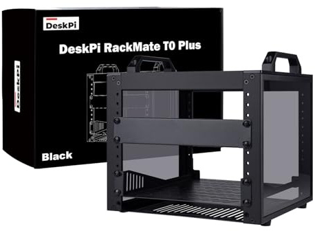 GeeekPi DeskPi RackMate T0 Plus – 10 Pouces 4U Mini Baie Serveur Profondeur 260 mm, avec Plateau de Rack et Panneau Vierge, pour équipements AV, NAS et serveurs 10'', Noir