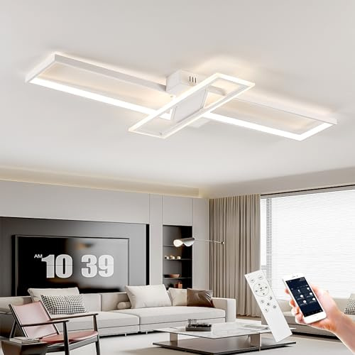 Narwhal LED Deckenleuchte Wohnzimmer 3-Rechteckige Design 80cm, 62W, Moderne Dimmbar Deckenleuchte mit Fernbedienung, mit Memory Funktion, Deckenlampe für Schlafzimmer, Esszimmer, Büro, Weiß