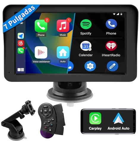 AWESAFE 7”Pantalla de Coche CarPlay/Android Auto/MirrorLink Inalámbrico para Coche, Reproductor de Coche Pantalla Tactíl Admite Bluetooth/SIRI/Asistencia de Voz/Sin Instalación