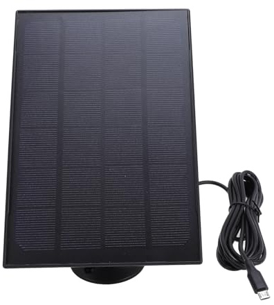 Generic Solar Panel Bird Feeder Camera Charger High Efficiency 8W Power Supply for Outdoor Cameras, USB C IP66 for Doorbell (Black)