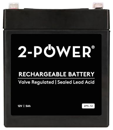 2-Power 12V 5Ah SLA Battery Valve Regulated Sealed Lead Acid Rechargeable Battery Alarm, UPS & Backup Power Replacement for NP5-12, NP5-12T, LSLA5-12, HSC12-5, LP12-5.0