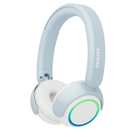 PHILIPS TAK4200BL Serie 4200 Cuffie pieghevoli per bambini on-ear wireless a volume limitato, Condivisione audio, Cavo 3,5mm e USB-C incluso - Blu | Volume limitato, condivisione audio, cavo USB-C incluso, blu