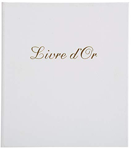 Exacompta - Réf. 982E - 1 Livre d'or simili-cuir - Format vertical : 21 x 19 cm -Tranche or avec titre - 140 pages blanches unies - 5 coloris aléatoires : Blanc - Bleu - Bordeaux - Noir - Or