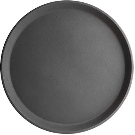Olympia Kristallon Anti-Rutsch Fiberglas Runde Tablett Schwarz - 356mm 14
