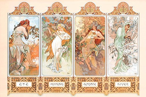 1art1 Alphonse Mucha Poster Die Vier Jahreszeiten, 1896 Plakat | Bild 91x61 cm