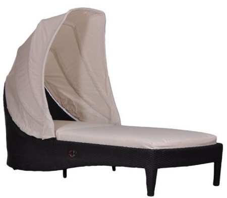 Strandkorbwerk Polyrattan Gartenliege Amaro Black Braids/schwarz Sonnenliege Terrasse wetterfest hochbequem Gartnenmöbel