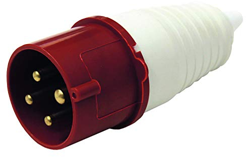 Electraline 80857 Fiche mâle Industrielle, IEC, 32A, 3P+T, 380V, IP44, Rouge