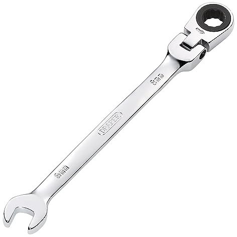 Draper 52009 Hi-Torq Metric Flexible Head Ratcheting Combination Spanner, 8mm, Blue