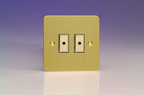 Varilight 2-Gang 1-Way Remote/Tactile Touch Control Master LED Dimmer Light Switch 2 x 0-100W (Max 10 LEDs) Brushed Brass JFBE102
