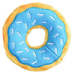 ZippyPaws Mini Donutz No Stuffing Squeaky Plush Dog Toy - Blueberry