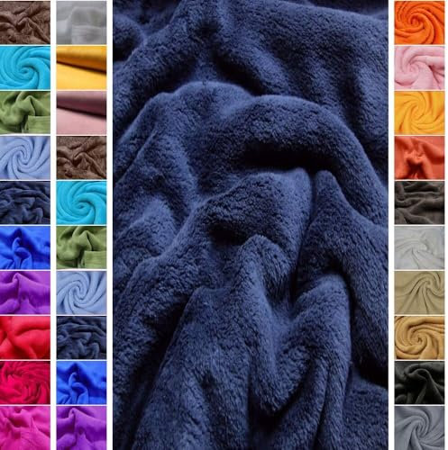 StoffBook WELLNESS FLEECESTOFF WEICH STOFF STOFFE, E223 (Dunkelblau)