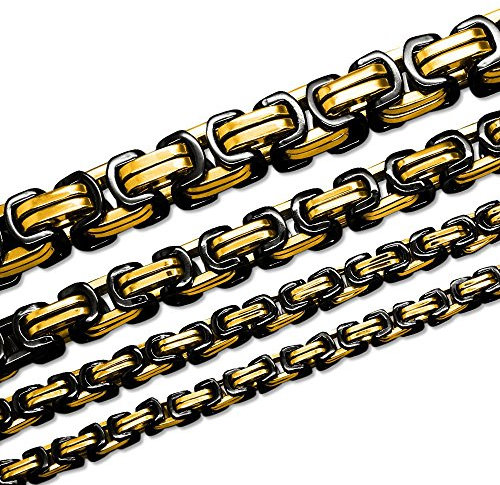 Soul-Cats Königskette Halskette Armband Set Panzerkette Edelstahl Größe: 5 mm;Farbe: schwarz Gold;Auswahl: Kette 60 cm + Armband