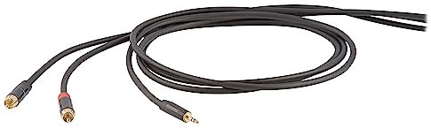 Proel DHS520 - Cavo Audio Professionale Insert con connessioni Jack Stereo 3.5mm a 2x spina RCA, Nero (1,8mt)