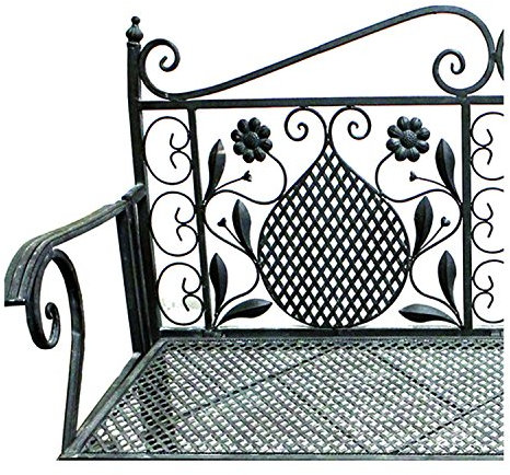 Mojawo Edle Parkbank aus Eisen Gartenbank 107cm 2-Sitzer Antik Design Sitzbank im Landhausstil Grau