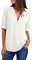 Yuson Girl Femmes Blouse, Femmes Chemisier en Mousseline de Soie Lâche Blouse Zipper V Profond V Chemises Sexy Mode Casual Tops pour Dames(A-Blanc, S)
