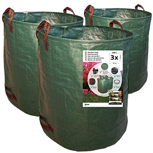 7DOO Lot 3X 300 Lt Sac Dechets Verts 2eme Generation Sac De Jardin Dechet Big Bag Jardin Poubelle De Jardin Sac Gravat Sac Jardinage Dechets Sac Vegetaux Feuilles Mortes Herbe Polypropylène Tissu PP