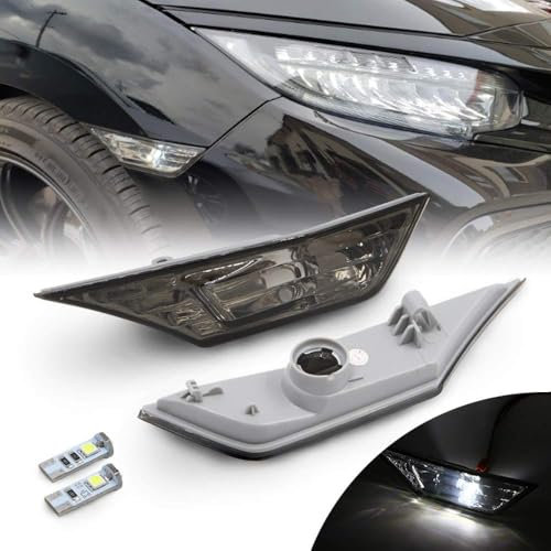 NSLUMO Luz indicadora de marcador lateral LED Lente de humo Lámpara de señal de giro con bombilla LED compatible con Hon.da Civic Sedan Coupe Hatchback 2016-2021