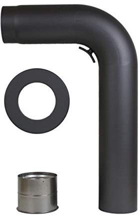 LANZZAS Ofenrohr Set 90° Grad gezogen mit Tür ohne Klappe, im Durchmesser, DN Ø 150 mm, Farbe: gussgrau - weitere Rohre aus unserem Sortiment, finden Sie hier.
