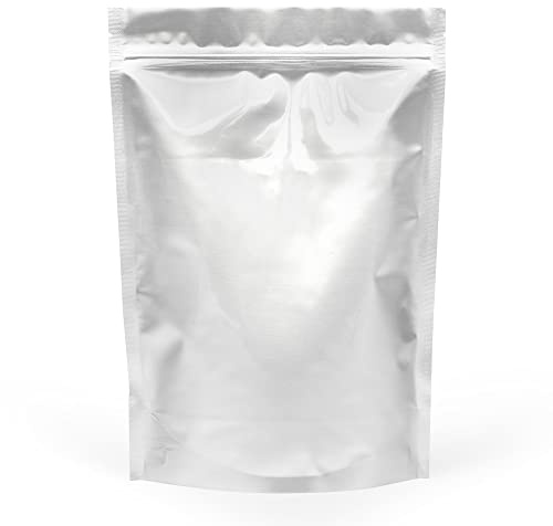 Evergreen Goods Aluminium Foil Zip Lock Stand Able 180 x 260 mm | 50 Bags | Reusable Pouches, Heat-Sealable Bags with Tear Notch | Food Storage Packaging for Tea, Coffee Beans & Nuts