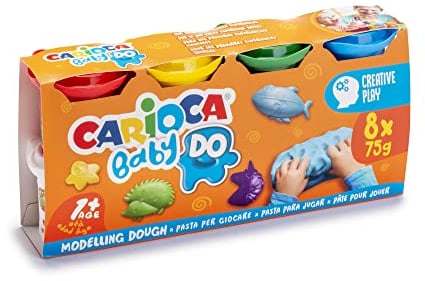 Carioca Baby DO Plastilina, Set de 8 Colores, para Niños a Partir de 12 Meses, Colores Luminosos y Combinables, para Niños de 1 Año, No Ensucia Las Manos y Secado al Aire, Contiene Trigo