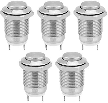 Interruptor de botón pulsador Interruptor de botón metálico de reinicio automático 2 pines 1 normalmente abierto 21,5 x 12 mm para relés de arranque electromagnéticos(High head)