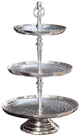 Riess Ambiente Elegante Etagere ORIENT 50cm silber Hammerschlag Design mit drei Etagen