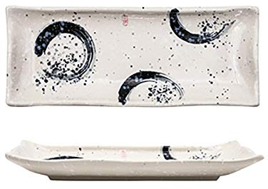 LKYU Piatto di sushi in ceramica dipinta a mano retrò piatto rettangolare piatto giapponese piatto da dessert piatto da pesce per uso domestico-A 8