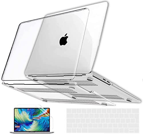 GVTECH Funda para 2016-2022 MacBook Pro 13 M1 M2 A2338/A2289/A2251/A2159/A1706/A1989, Cubierta de Plástico Dura Carcas, Cubierta de Teclado y Protector de Pantalla Compatible con Pro 13, Transparente