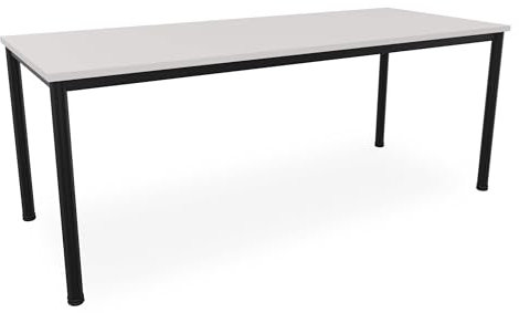Schreibtisch u. Besprechungstisch mit schwarzem Tischgestell | Konferenztisch Bürotisch Computertisch Mehrzwecktisch Arbeitstisch PC-Tisch Homeoffice-Tisch (lichtgrau, 200 x 80 x 77,5 cm)