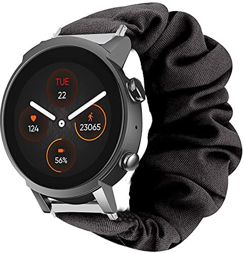 Giaogor Armband Kompatibel mit Ticwatch E3, weiche Haargummis Uhrenarmband für Ticwatch E3 Smartwatch (schwarz)
