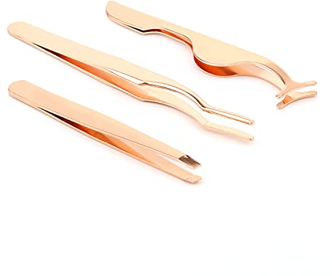 Pince Faux Cils Applicateur/Dissolvant de Faux Cils Pince à éPiler Professionnelle Pince à Cils False Eyelashes Tweezers by Obeyalash (3 Paires de Pinces à Cils)