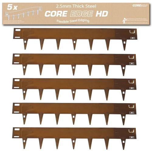 CORE EDGE Heavy Duty Lawn Edging | Flexible Decorative Steel Edging Garden Border Edging Lawn Edging Strip Garden Border with a 100mm face height (Corten)
