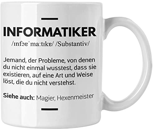 Trendation - Informatiker Tasse Geschenk Programmierer Gadget Lustig Geschenkidee Männer Zubehör Informatiklehrer IT (Weiß)