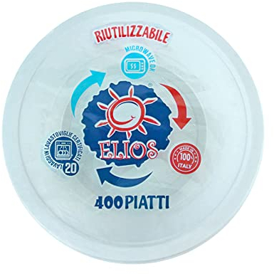 VIRSUS Piatti Fondi Riutilizzabili rigidi Bianchi stoviglia riutilizzabile Diametro 21CM lavabili 20 cicli in lavastoviglie, Adatti per il microonde, Varie Quantità (400)