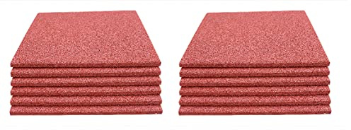12 x Fallschutzmatten Rot 50x50x2,5cm Gummimatten Spielplatzmatte Schaukel Rutsche Spielturm Outdoor Indoor Fitness Gymnastikmatte Fallschutzplatten