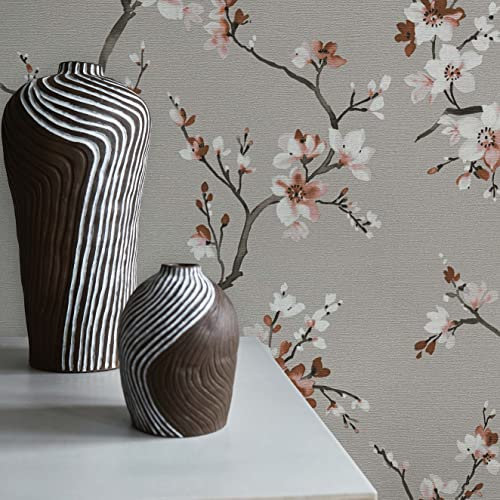 TADESSI Mario M1-No.835 Papier peint intissé Motif fleurs Gris/marron