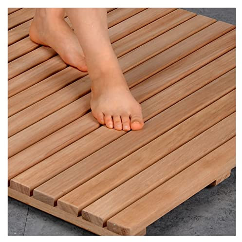 SRNSAEB Tappeto Bagno Tappetino per Doccia in Legno, Tappetino da Bagno Antiscivolo per Bagno/Sauna/Piscina/Vasca Idromassaggio/Camper/all'aperto, 40 Cm/50 Cm/60 Cm/70 Cm di Larghezza