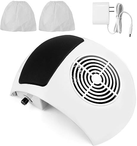 Biutee Nail Dust Collector, 80W Dust Vacuum Cleaner for Acrylic Nail Polishing with 2 Collecting Bags, DIY Fingernail Art Design Tools