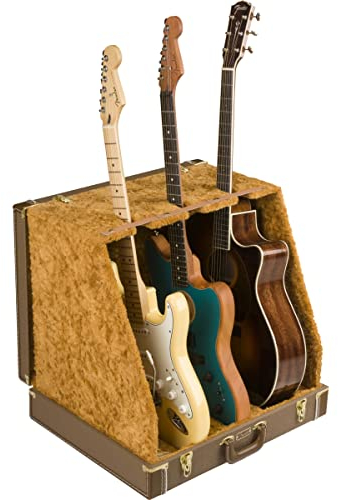 Fender Classic Series 3 Guitar Case Stand Brown - Stand for Guitars