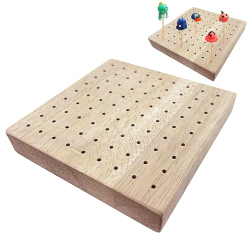 PH PandaHall Mini Lebensmittel-Spießhalter Aus Holz 99 Löcher Lebensmittel-Anzeigetafel Tonfiguren Display-Tabletts Pick-Display-Ständer Für DIY Craft Pottery Clay Model Food Pick Displays,12x10.1cm