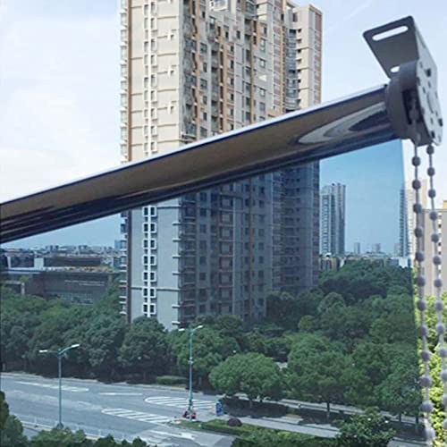 MJYDKBZ Fensterrollo Rollo einstellbar Wand-und Deckenmontag Klemmrollo Fensterrollo für Fenster & Tür Sonnenschutzrollos Spiegelfolie Fensterfolie (65 x 200 cm,Blue)