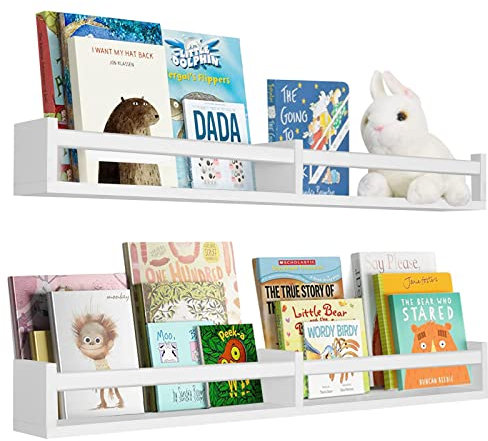 birola Bücherregale für Kinderzimmer, 81,3 cm, Weiß, 2 Stück, schwebende Wand-Bücherregale für Kinder, Kinderregale für Bücherregal, Kinder-Bücherregal (2 Stück, weiß)
