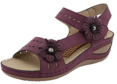 Fucouture Sandales compensées pour femme - Sandales compensées à enfiler - Sandales d'été décontractées - Chaussures de marche, D violet., 39 EU