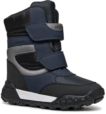 Geox J TREKKYUP Boy B ABX Snow Boot, Navy/Silver, 32 EU