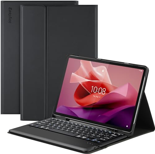 EasyAcc Cover Custodia con Tastiera Italiano per Lenovo Tab P12 12.7 Pollici 2023, con Rimovibile Senza fili Bluetooth Layout Italiano, Nero