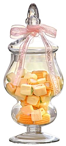 FCQLFYF Barattoli Vetro con Coperchio, Trasparente Barattolo Caramelle, Vetro Biscottiera, Per Dolcetti, Gelatine, Cioccolato, Marshmallow, Feste, Sagre e Matrimoni